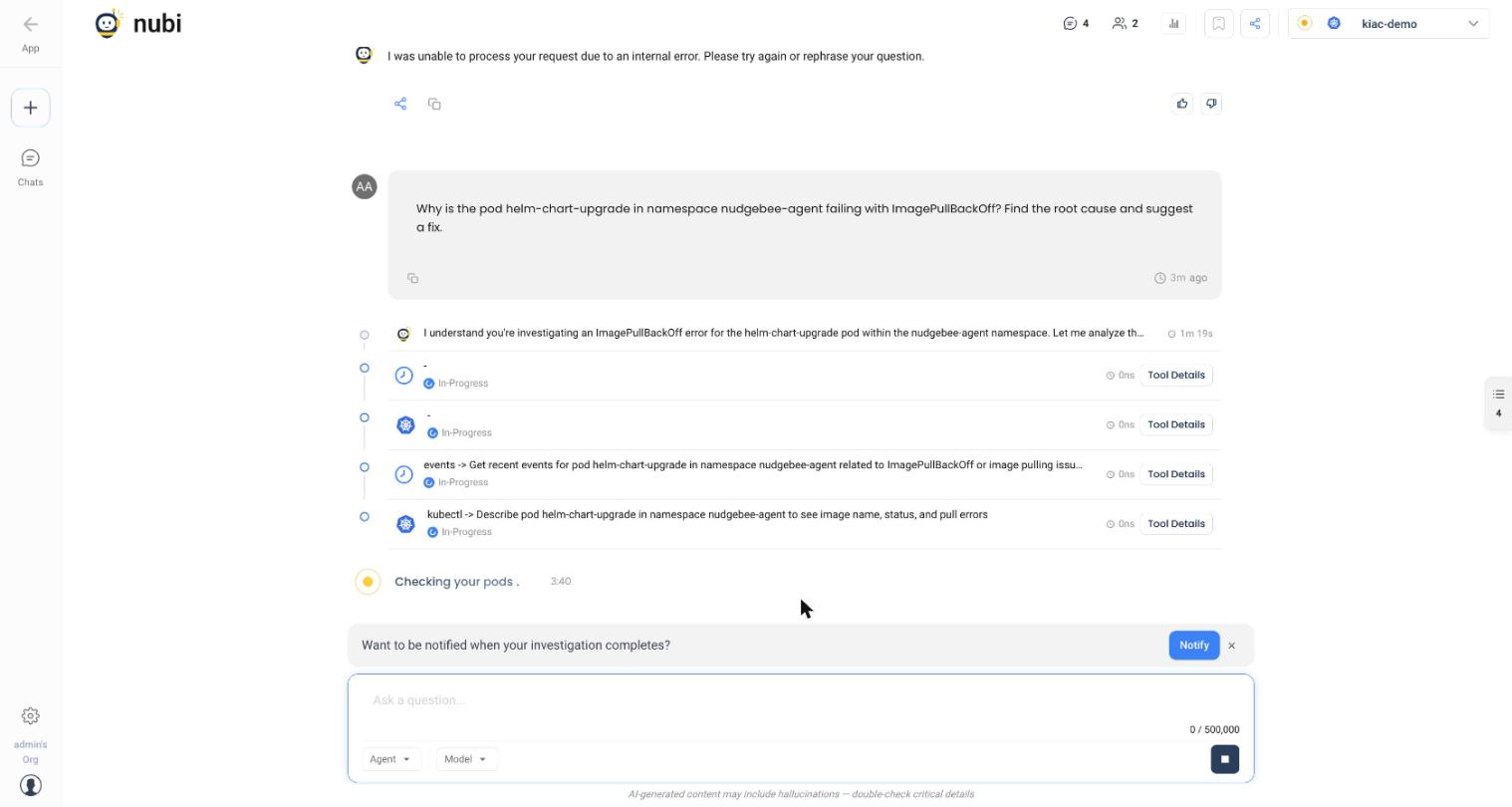 AI investigation in progress - parallel tool calls with live status